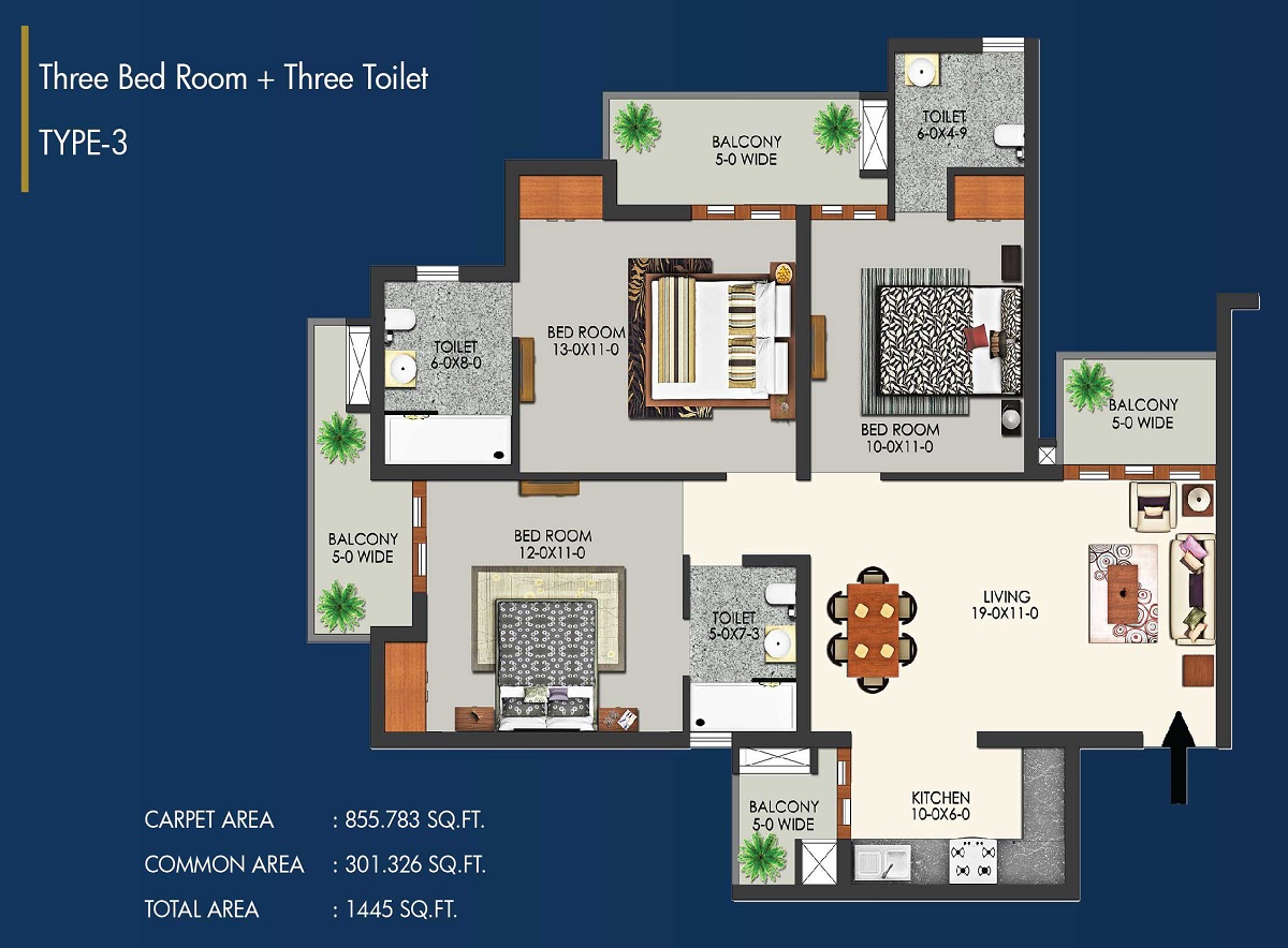 Apex Alphabet floor plan 1445-sqft